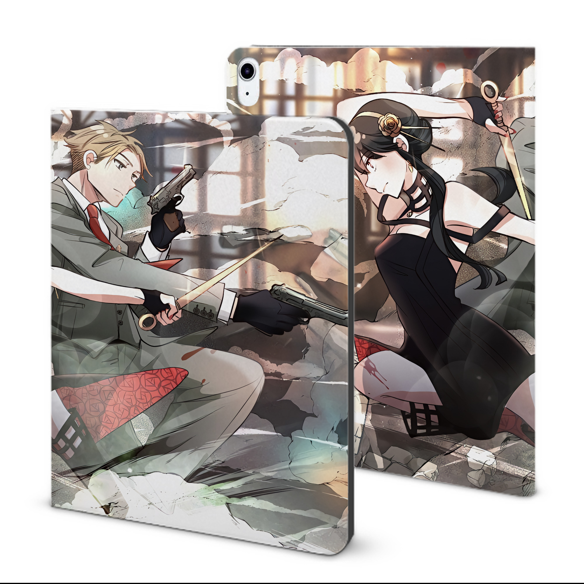 （画像用） SPY×FAMILY间谍家家酒 IPad ケース ブック型 PUレザー TPU 耐衝撃 軽量 薄型 ペン収納なし 全面保護 IPad 各モデル対応